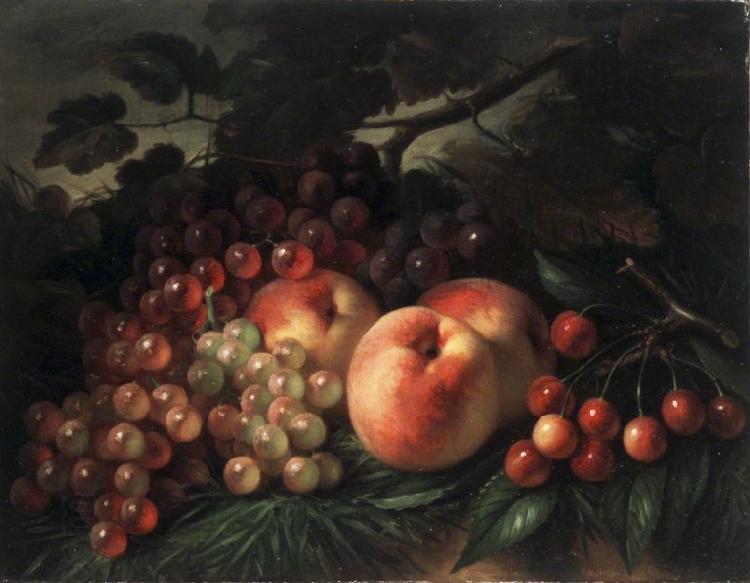 George Henry Hall Peaches Grapes and Cherries